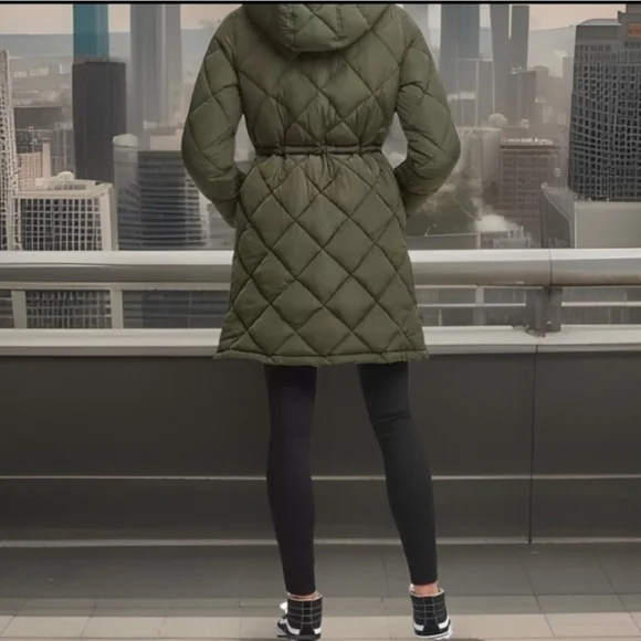 Levi's Olive Hooded Puffer Coat - Picture 6 of 12